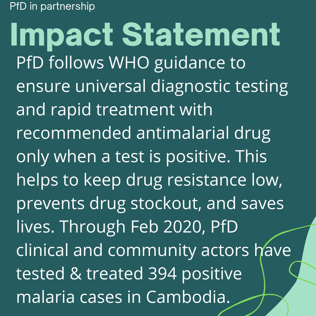 Partners4Dev's tweet photo. PfD follows #WHO guidance that ensures universal diagnostic #testing and rapid #treatment with recommended antimalarial drug only when a test is positive. This helps to keep drug #resistance low, prevents drug #stockout, and saves lives. https://t.co/kuS1wCznjv