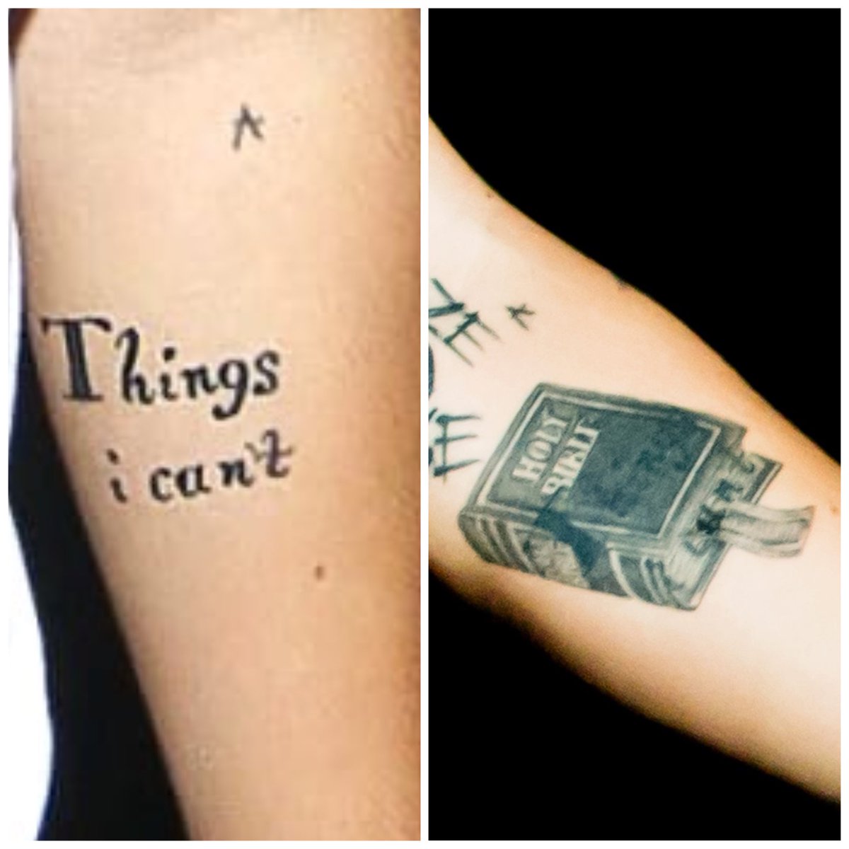this is seen in harry’s tattoos- he used to have “things i can’t” tattooed which got covered with the bible, and also “i can’t change” which got covered by the anchor which is tied to louis (who also can’t change)