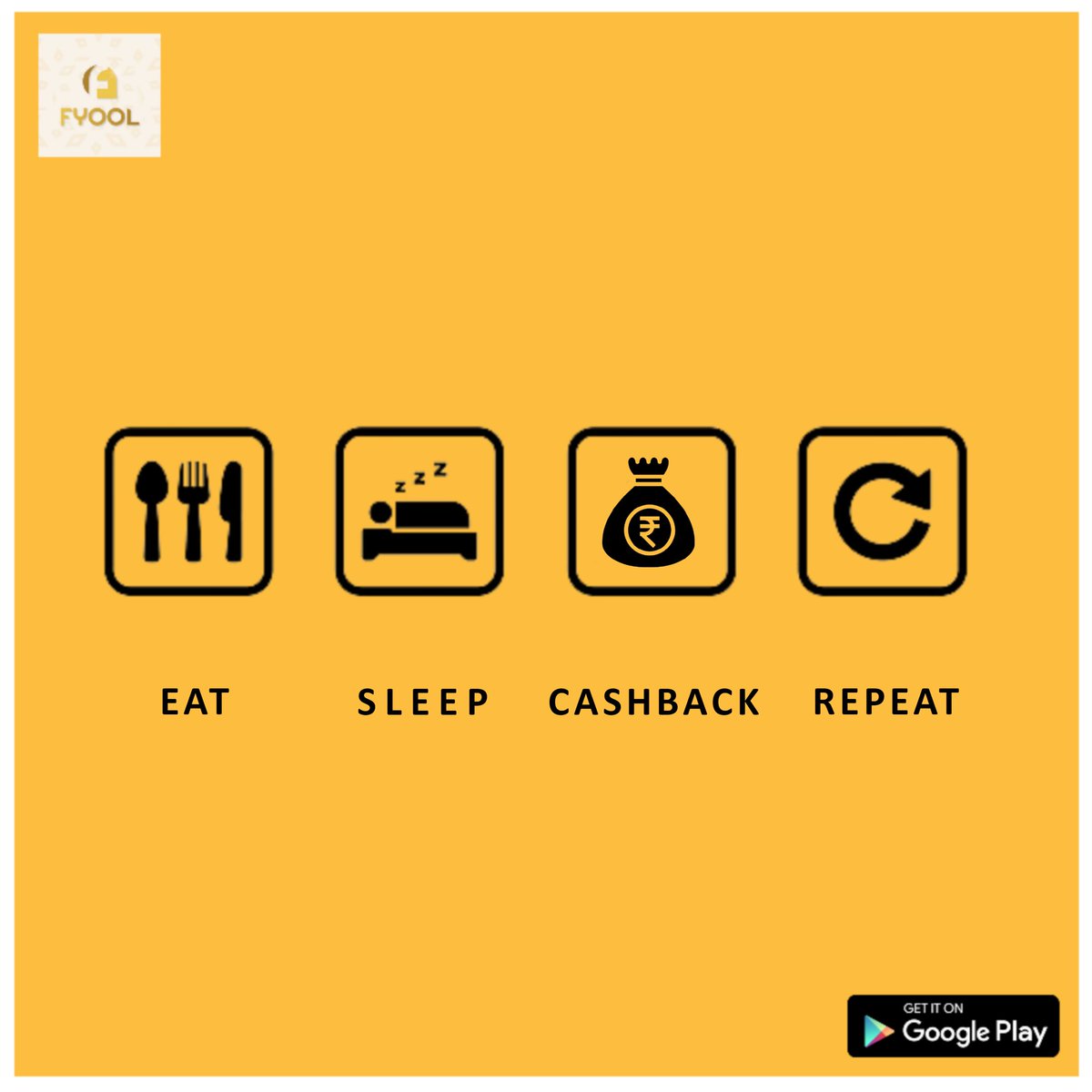 AppFyool's tweet photo. Eat Sleep Cashback Repeat.
Upload your bills and earn cashback. Download the app now.
#fyool #fyoolapp #cashback #cashbackapp #playstore #startup #startupindia https://t.co/Q9d6NA5MmC