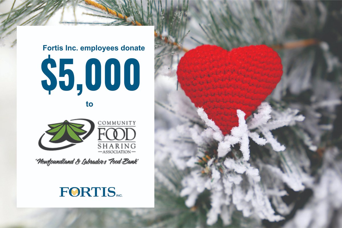 Fortis_NA's tweet photo. Our employees annually choose organizations they wish to give to during the holiday season. This year we are proud to announce the Community Food Sharing Association as one of our recipients. #weallmoveforwardwhenwegiveback https://t.co/Yp85Tc6ixJ