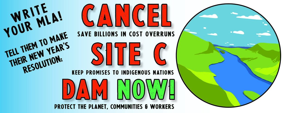 URGENT! A new BC government report and announcement on Site C is expected SOON. Write your MLAs to demand they cancel this disastrous mega-project once and for all. Reach them all at once here: https://actionnetwork.org/letters/write-your-mla-to-say-make-cancelling-the-site-c-dam-your-new-years-resolution #SiteC  #bcpoli  #ClimateAction    #fracking  #lng  #cdnpoli