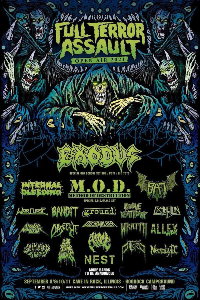 warcursemetal's tweet photo. Stoked to be heading back to #fullterrorassault with @ExodusAttack in 2021. #fuckcovid #savelivemusic https://t.co/ZOD2bbsoys