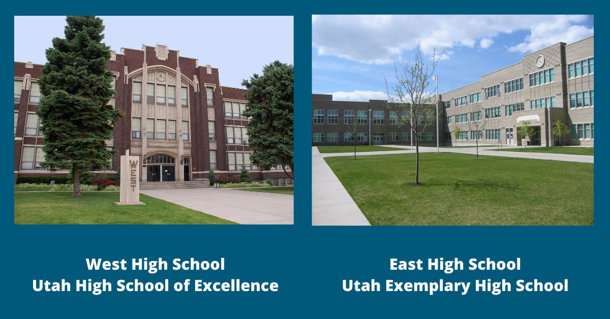 slcschools's tweet photo. West High School is being recognized as a Utah High School of Excellence for “Closing the Opportunity Gap." East High School is also being honored as a Utah Exemplary High School. Congratulations to both schools!
#SLCschools #uted

Read more at https://t.co/oNwE9iircA. https://t.co/qt8PvgHjU8