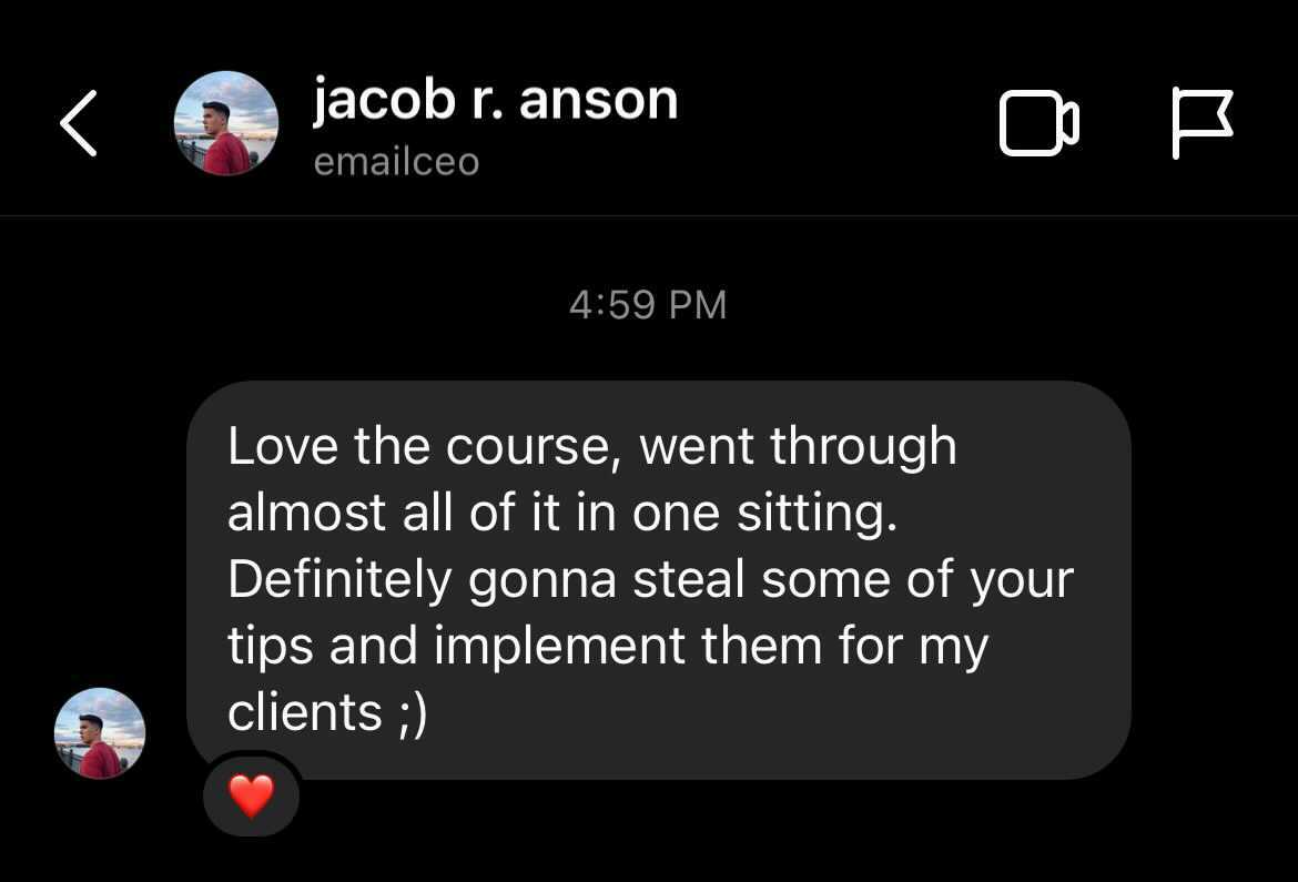 Thanks for reading!Below are some reviews of people who have used my two email marketing courses.Zero to One:  https://chasedimond.podia.com/&nbsp;Advanced:  https://gumroad.com/l/chasedimond&nbsp;Hop in if you want to get to 6, 7, or 8 figures using email marketing.