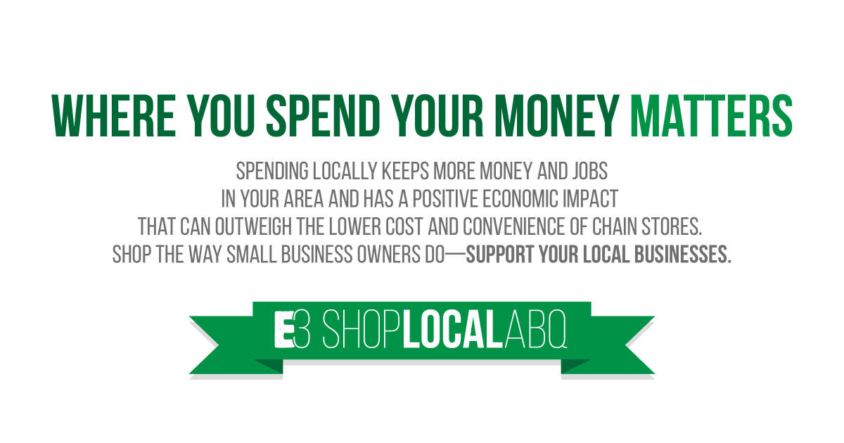 E3ABQ's tweet photo. Where you spend your money matters. Shop locally this year! We've curated a long list of small businesses at https://t.co/Xi4qDJrVb8. Start shopping...! Don't see your small business listed, submit yours today!  #shoplocal #e3abq #albuquerque #smallbiz #buylocal #supportlocal https://t.co/kFwj937YbM