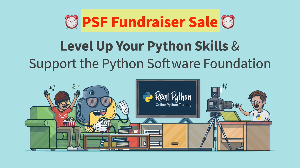 ThePSF's tweet image. .@realpython is one of the orgs participating in our fundraiser! A portion of all revenue of sales during this event will be donated to @ThePSF! realpython.com/psf-fundraiser…. Check out all the offers here: python.org/psf/donations/…