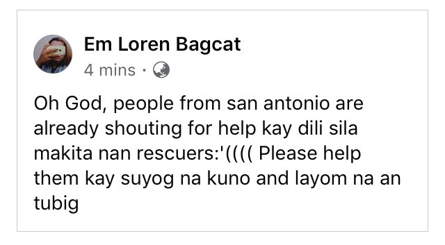 Again, people are now shouting asking for HELP.  #RescuePH 

#VickyPH #MindanaoNeedsHelp