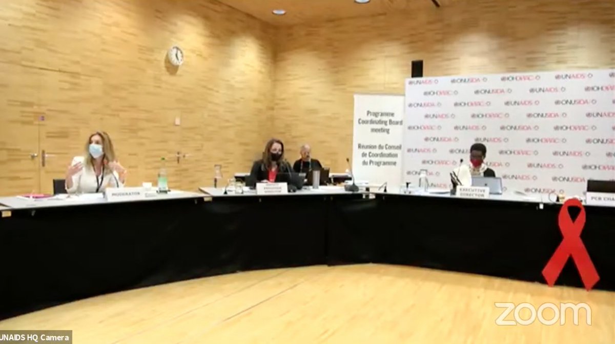 UNAIDS's tweet photo. "I thank the PCB, the Cosponsors and other stakeholders for their continued support of UNAIDS: the vision, voice and conscience of the global response to HIV," said @Winnie_Byanyima at #PCB47. https://t.co/rvcSLN2r6F
