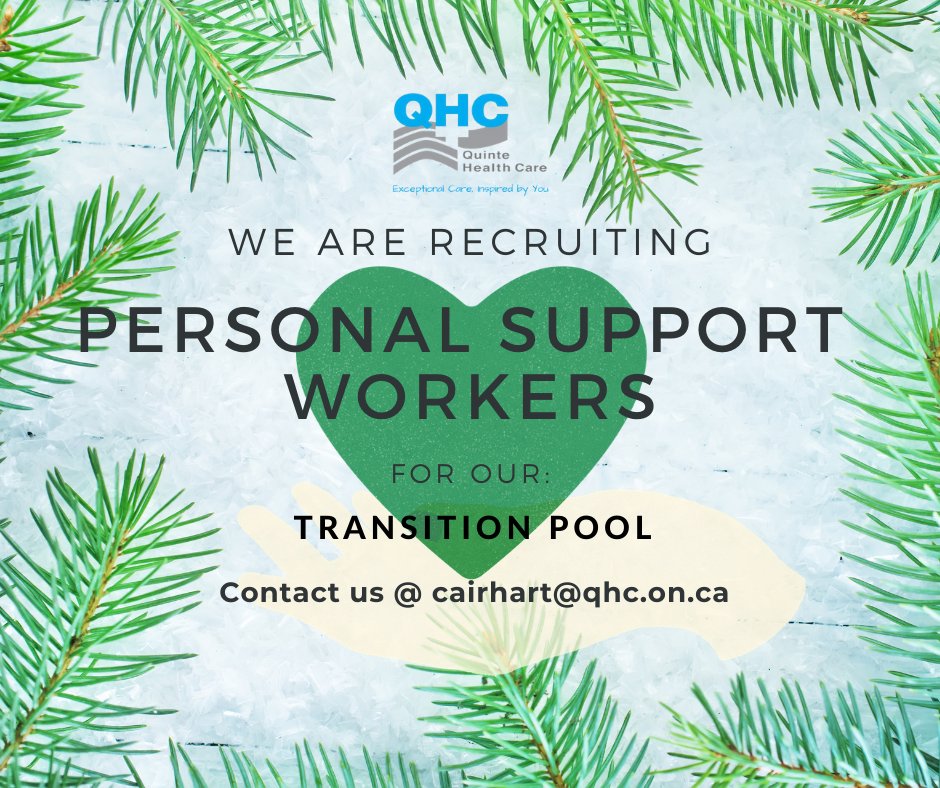 QuinteHealth's tweet photo. Do you know a PSW who might be interested in a career in the hospital setting? If so, please tag or share with them.  #JoinTeamQHC #PSWS https://t.co/6gxxv2PFrP