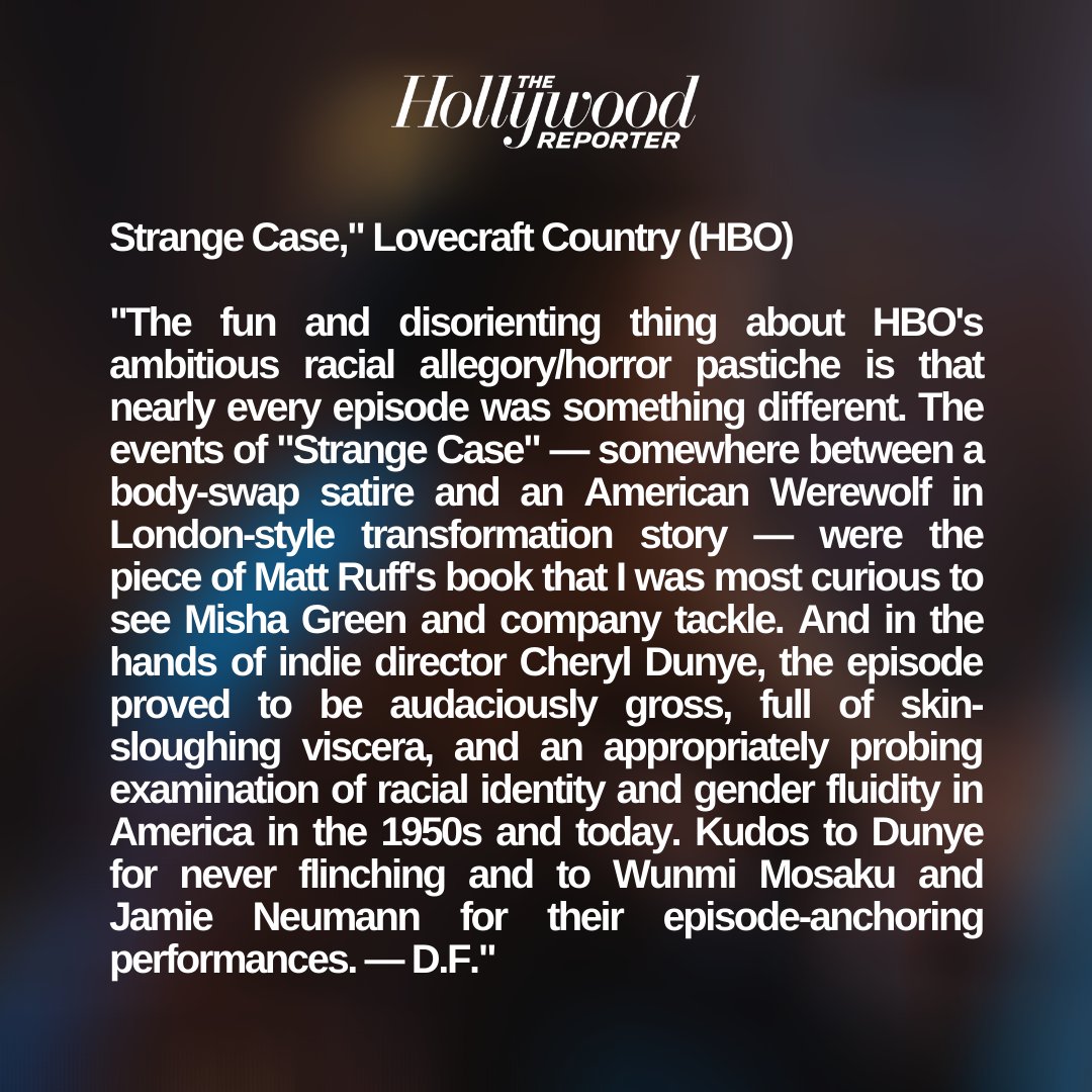 WOW. Thank you for the incredible review, @THR! Shout out to @mishagreen, @wunmo, @cookievontufot, and the entire team at @lovecrafthbo. We did this together. #LovecraftCountry #LovecraftHBO #StrangeCase #Director hollywoodreporter.com/review/hollywo…