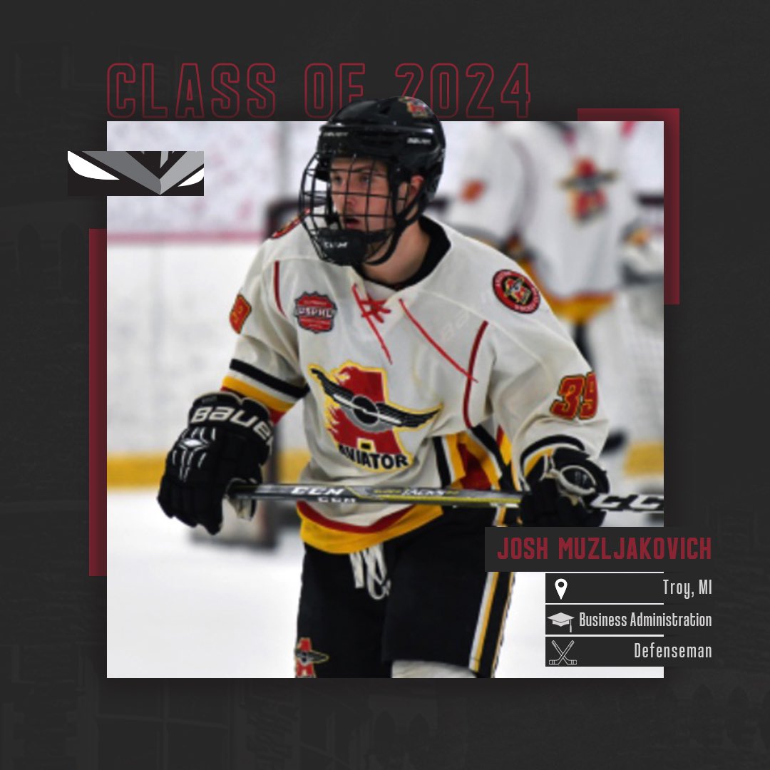 Arcadia_MIH's tweet photo. Our next #original5 member is defenseman Josh Muzljakovich from @AviatorHockey https://t.co/xPG3s69IsI