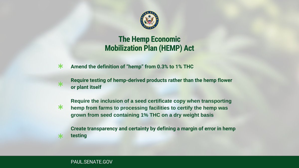 ICYMI I introduced the HEMP Act. My legislation will help this growing industry reach its full economic potential. Read more here: paul.senate.gov/news/dr-rand-p…