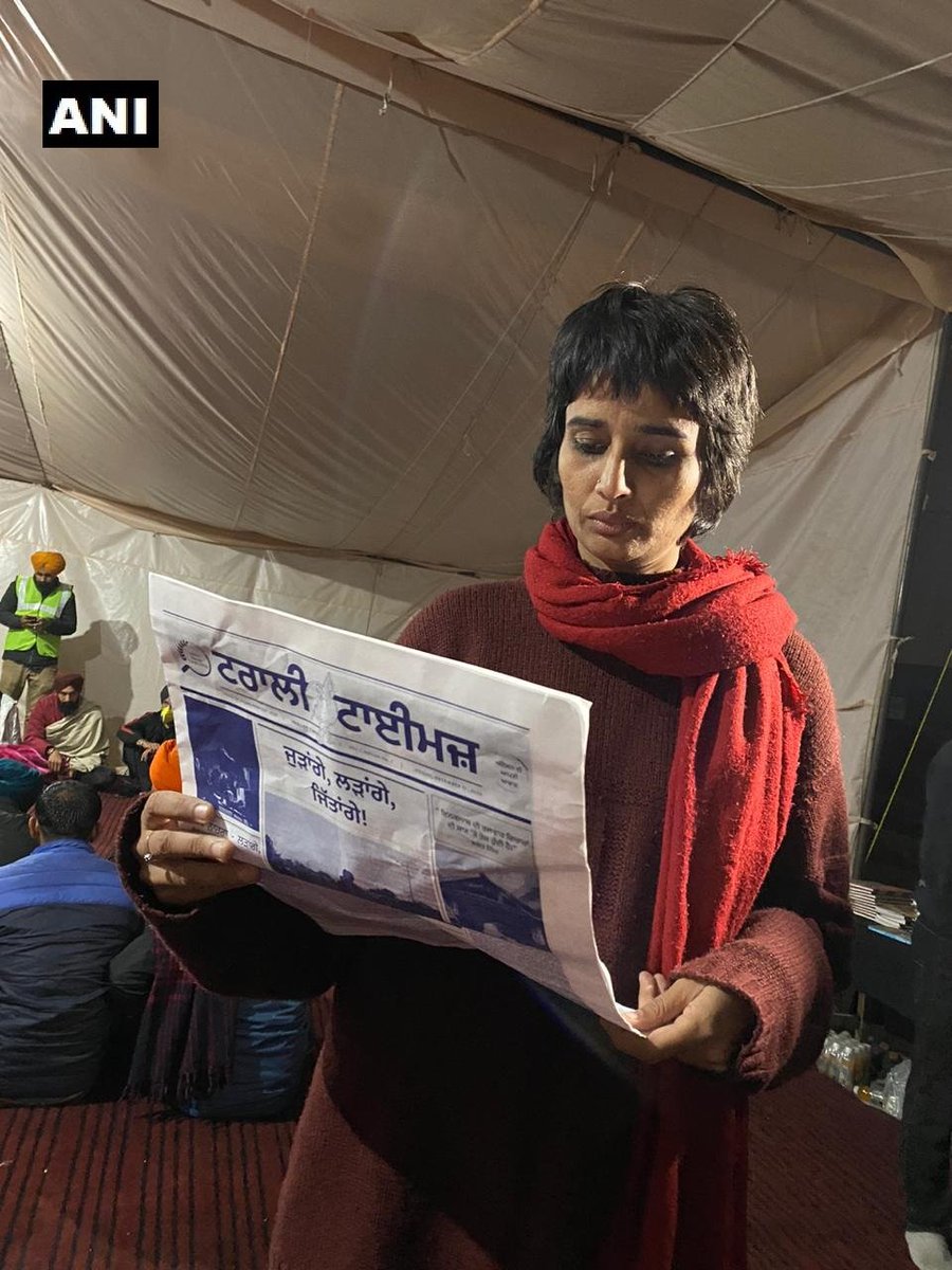ndtv's tweet photo. #FarmersProtest: A group of volunteers launch ‘Trolley Times’ newsletter at Singhu border where farmers are protesting against the new farm laws (ANI) https://t.co/Xf5S7VkigF