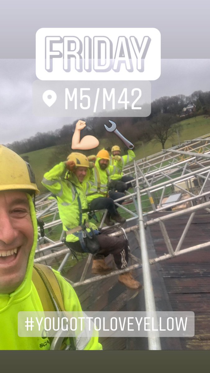 CandgBen's tweet photo. Doing what we do best !!!! Even with the weather today , still smiling & having the crack ๐ช๐ป๐ง #friday #temproof #scaffold #scaffolddesign #scaffolding #bestscaffsinthesouthwest #yougottoloveyellow https://t.co/1sfeWB1o5A