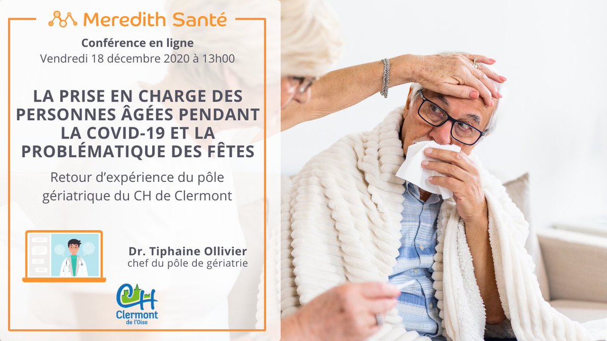 MeredithSante's tweet photo. 🎥 Replay 
Merci au Dr Tiphaine Ollivier, Gériatre et Chef du pôle gériatrie au CH Clermont pour cet échange très intéressant sur la prise en charge des personnes âgées pendant la COVID-19 et la problématique des fêtes de fin d'année.

Replay ➡️ https://t.co/fe2KjhDgUK https://t.co/YboVTLLfgL