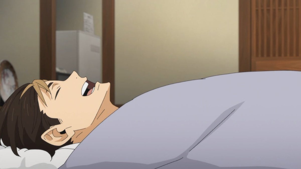 suckerforyuu's tweet photo. love the way haikyuu s4 gave us a collection of sleeping nishinoya https://t.co/G9qVqg4kvJ