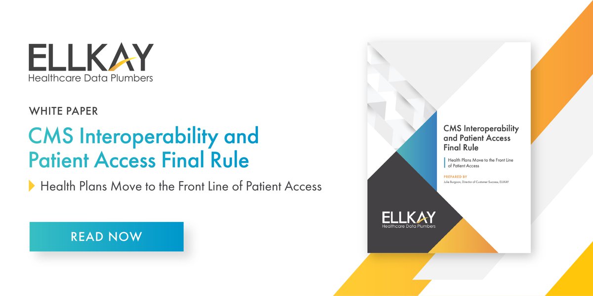 Are you ready for July 1, 2021? #TeamELLKAY’s <a href="/JulieBurgoon/">Julie Burgoon</a> provides an overview of the CMS Interoperability and Patient Access Final Rule and what Payers need to know in this white paper:
tinyurl.com/yc2jwtwq
#Interoperability #CMSMandate #PatientAccessRule #Payers