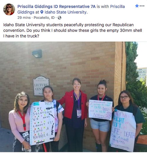 June 2018: Idaho State Rep. Priscilla Giddings https://apnews.com/c23526ff64c747a59f413d2c79414132