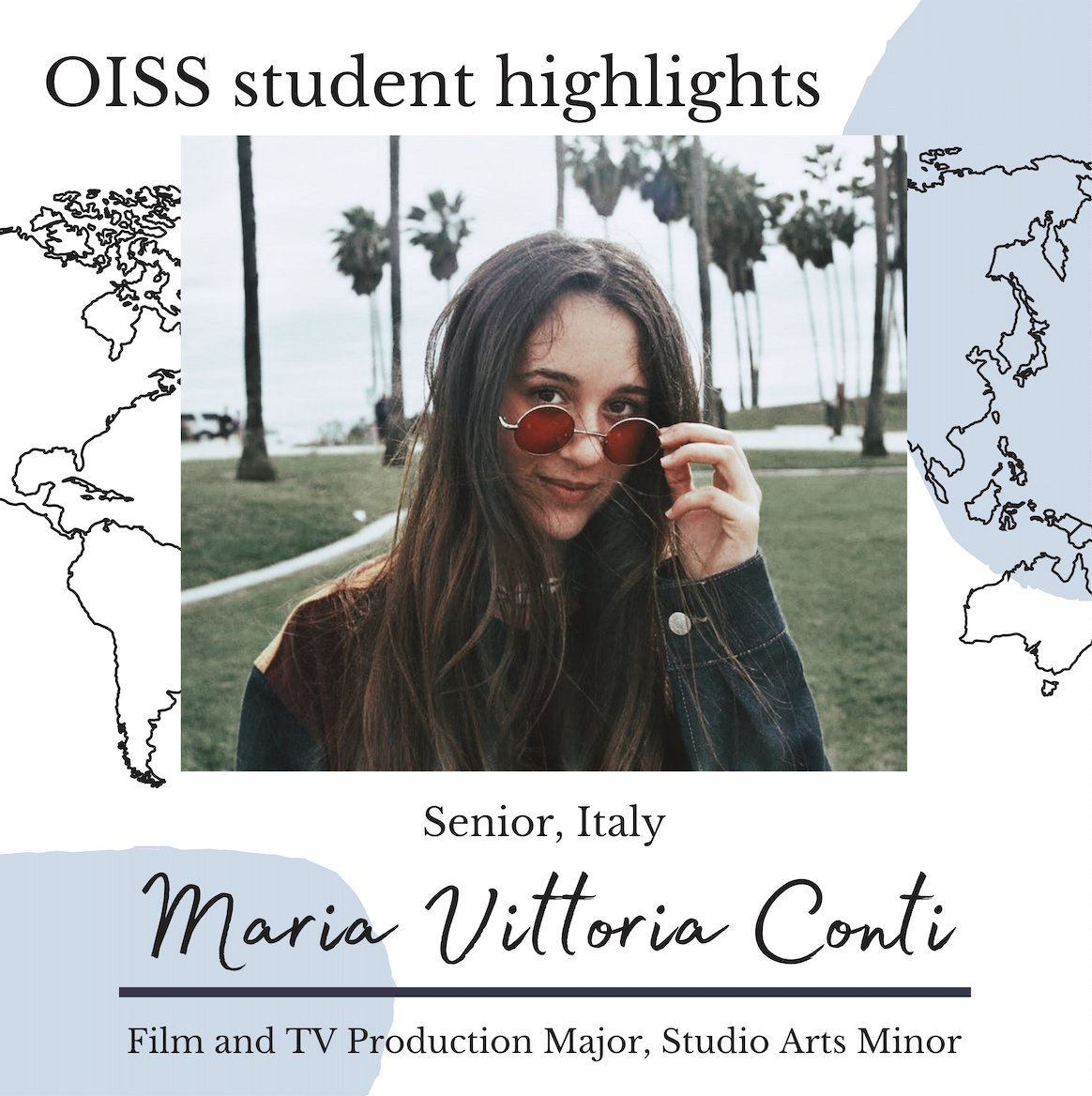 LMU_OISS's tweet photo. Meet Maria Vittoria Conti, Senior Film &amp; TV Production Major from Italy. Maria worked in student media at ROAR &amp; Tower yearbook! She also has a passion for photography and even has a photography page on Instagram @emmevi_art . Also she can make any type of pasta from scratch :) https://t.co/cBegzfcvQf