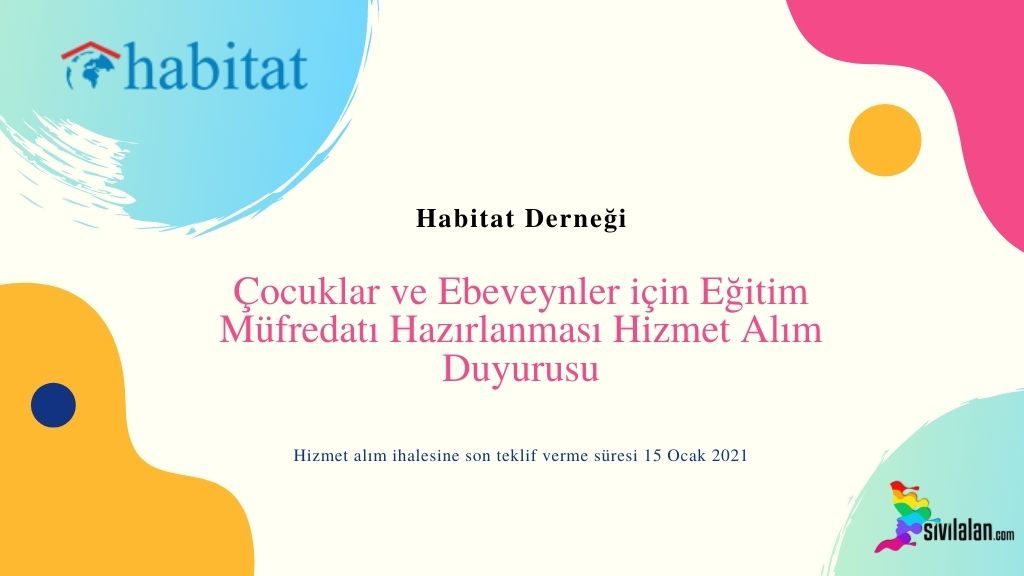 YourThingsAre's tweet photo. 📍Çocuklar ve Ebeveynler için Eğitim Müfredatı Hazırlanması Hizmet Alım Duyurusu 
🔗https://t.co/EkyFWCB3h1
@habitatdernegi https://t.co/yccFnz4GMh