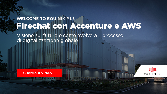Segui la Firechat sulla Digital Transformation all'evento di lancio di Milano ML5, il nuovo data center Equinix in Italia, con Amazon Web Services e Accenture: eqix.it/3qVFiD5