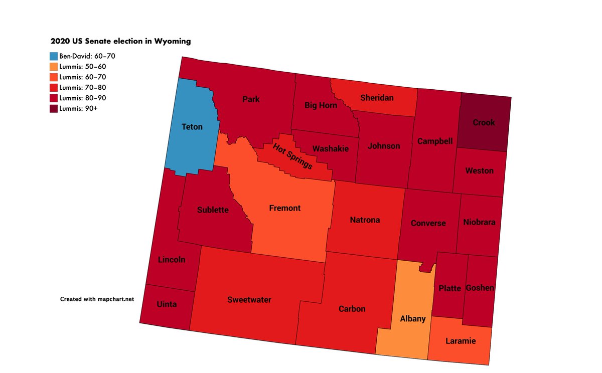 Jumping forward 18 years when Enzi announces his retirement. In the now-solidly red state, the GOP primary is the real contest and was expected to be hard-fought between Lummis and Rep. Liz Cheney. However, Cheney declined to run and Lummis coasted in the primary and the general.