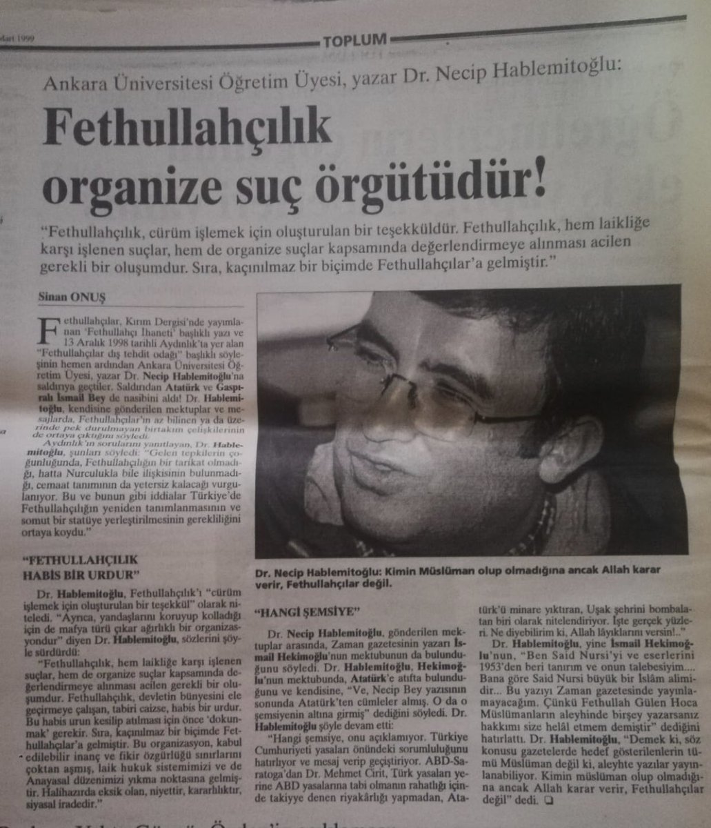 Dogu Polat (@dogupolat) on Twitter photo Necip Hablemitoğlu'nun ölüm yıldönümünde çokça paylaşılan Gazeteci, Yazar <a href="/sinanonus/">Sinan Onuş</a> 'un 1999 yılındaki röportajının okunabilir görseli... Necip Hablemitoğlu'nun ölüm yıldönümünde çokça paylaşılan Gazeteci, Yazar <a href="/sinanonus/">Sinan Onuş</a> 'un 1999 yılındaki röportajının okunabilir görseli...