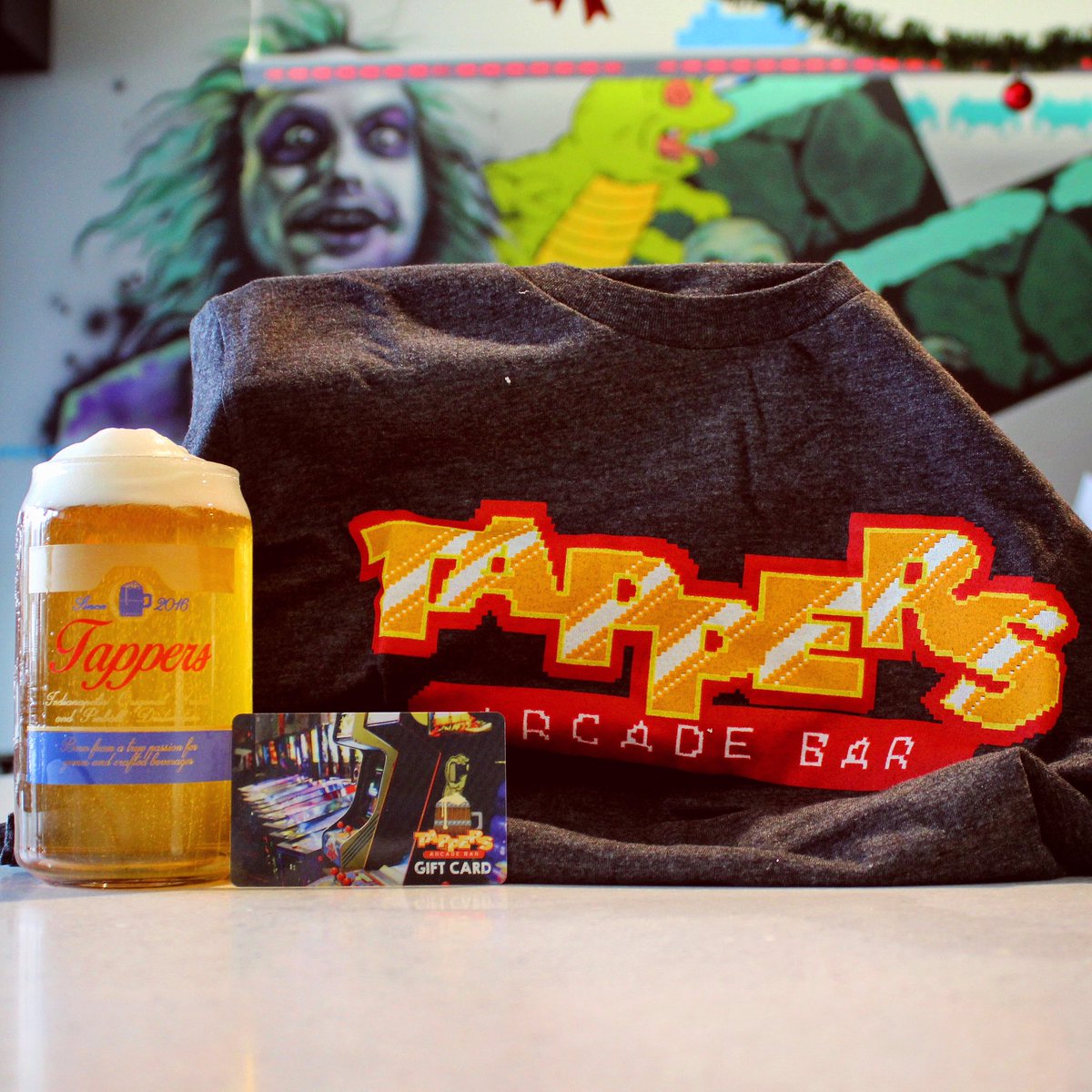 TappersArcade's tweet photo. Tappers Swag now available online! $50 gets you a shirt, glass and a $25 gift card! 👉🏻Check it out: https://t.co/xKoNXzmPHU https://t.co/R63kp7sWJz