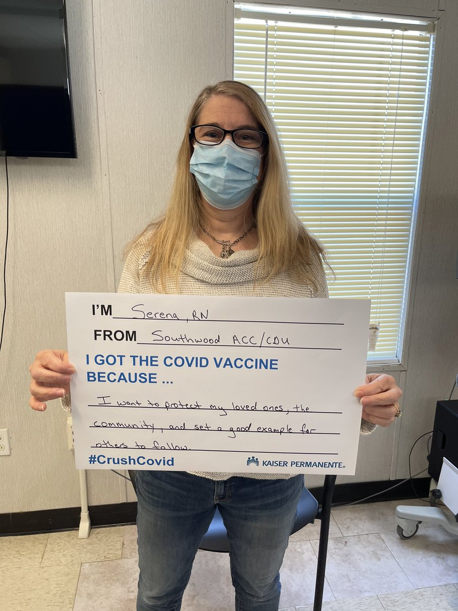 KPGeorgia's tweet photo. “I got the covid vaccine because I want to protect my loved ones, the community, and set a good example for others to follow,” said Serena Neeley, RN at @KPGeorgia. #CovidVaccine #CrushCovid #KPHeroes https://t.co/jD6aK7ulPJ