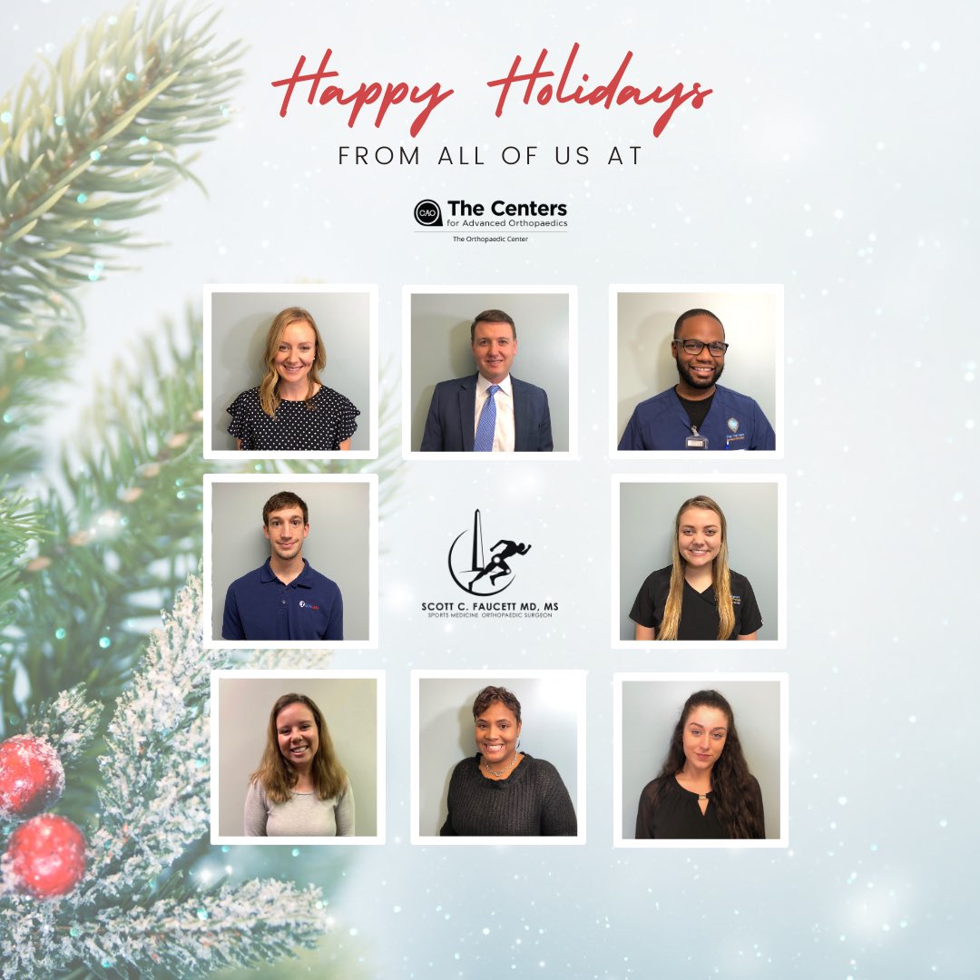 Happy Holidays from my team at The Centers for Advanced Orthopaedics! Wishing you joy this upcoming year.