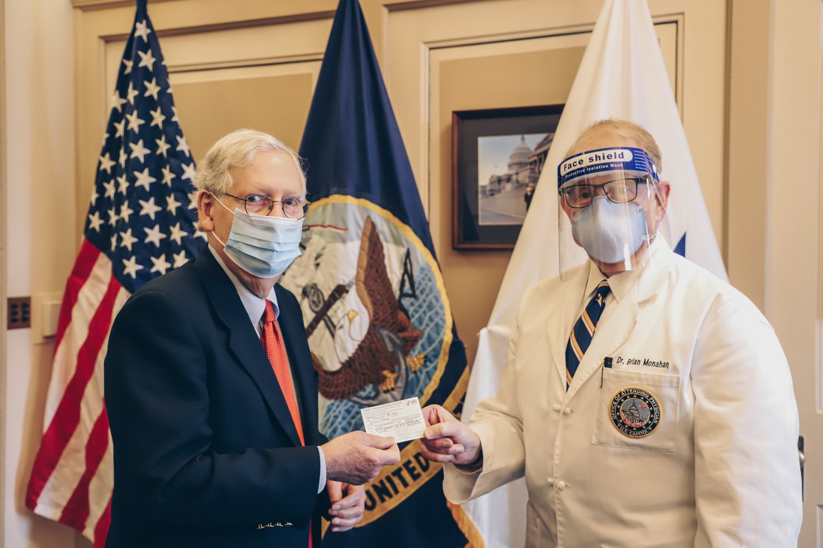 SenMcConnell's tweet image. Just received the safe, effective COVID vaccine following continuity-of-government protocols. Vaccines are how we beat this virus.

Now back to continue fighting for a rescue package including a lot more money for distribution so more Americans can receive it as fast as possible.