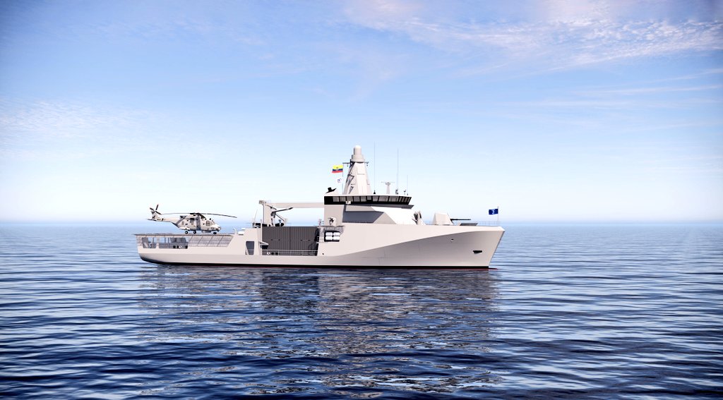 FlMichele69's tweet photo. 🆕 OPV for #EcuadorianNavy🇪🇨
#MPV70MKII
Project @fassmerprojects🇩🇪
Built @AstinaveEp🇪🇨
Roles: EEZ SAR AFS AKL AGS
Service 2022
Disp. ~2400t
Prop. 2D?
Speed ~13
Range ~1800M
Arm.
1-76/62
2-25
2🚤
Fight deck🚁11t
Capacity 32container20"
📡 #SEADAR🇮🇹
CMS C4I Orion🇪🇨
@armada_ecuador https://t.co/Wz5iYyqqnK