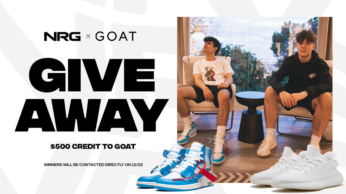 we’re giving away $500 of GOAT credit to 2 members of the #NRGFam

all you gotta do is 👇

⏬ Download the GOAT app: goat.app.link/poFKCINVgcb
👉 Follow <a href="/goatapp/">GOAT</a> and <a href="/NRGgg/">NRG</a>
💞 Like and RT this post