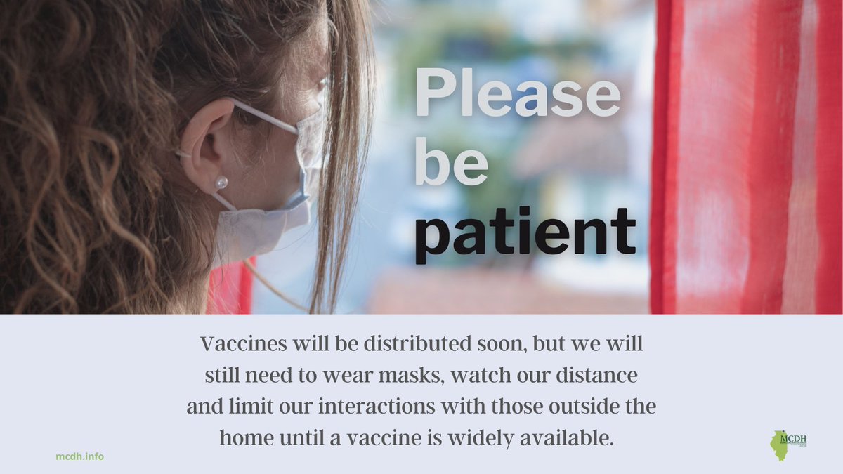COVID-19 vaccines will not immediately be available to the general public. <a href="/McHenryCoHealth/">McHenry County Department of Health</a> will continue to keep you updated about the distribution of vaccines in McHenry County. Visit bit.ly/MCDHCovidVacci… to learn more.