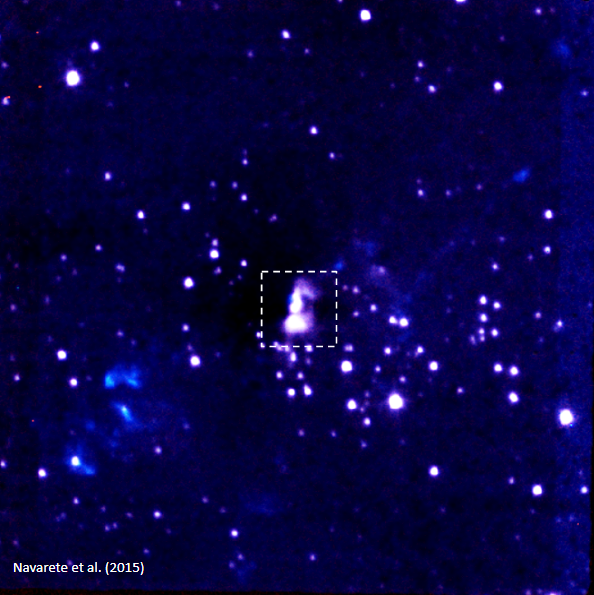 fnavarete's tweet image. Pela segunda vez, ganhei tempo para observar uma protoestrela de alta-massa usando o telescópio Gemini Sul, no Chile. Na primeira tentativa, o COVID não deixou. Vamos usar o espectrógrafo #IGRINS pra saber quais desses objetos são protoestrelas ali no meio. #GeminiObs #NOIRLab