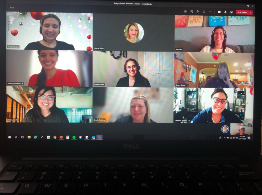 InsightEnt's tweet photo. We love that our team is finding creative ways to celebrate together this holiday season. During their virtual holiday party, the Austin Chapter of Women With Insight participated in a Secret Santa. 🎅🎁 #InsightSocial #WomenWithInsight https://t.co/CWxJbXrZf1