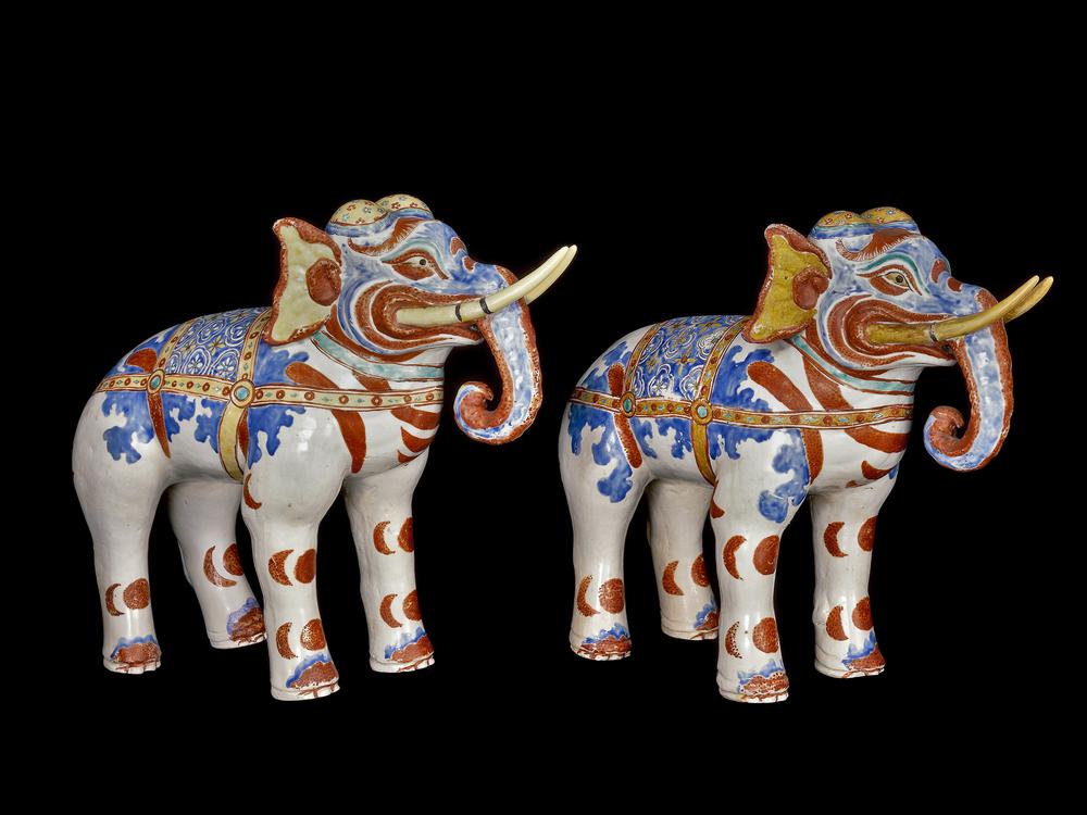 79. Kakiemon ElephantsIn Thailand, white elephants were a sign of powerBut they were a mixed blessing - if a king gave you one, they were expensive to keep and you couldn't use them for workGiving us the phrase "white elephant"