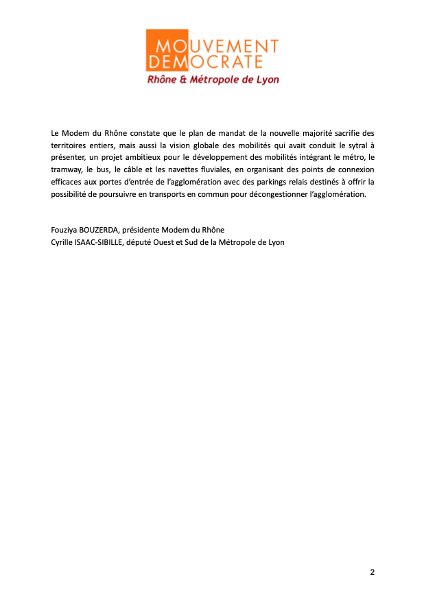 FOUZIYABOUZERDA's tweet photo. Quand le manque de vision à long terme signe la fin d'un projet structurant pour l'ouest métropolitain ! 
Le @MoDem du Rhône regrette l'abandon du projet de #MétroE par la nouvelle majorité écologique au @SYTRAL_RHONE ! 
Ci-dessous notre communiqué👇 https://t.co/SOCPdzzznI