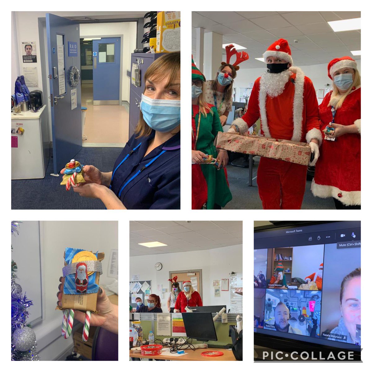 Wigan Urgent Care Team Xmas extravaganza with a special thank you to <a href="/Geobearglobal/">Geobear</a> for the donation made to enable us to get gifts for the staff and a thank you to Santa and his helpers @NWBoroughsNHS #Wellbeing #XmasTreats