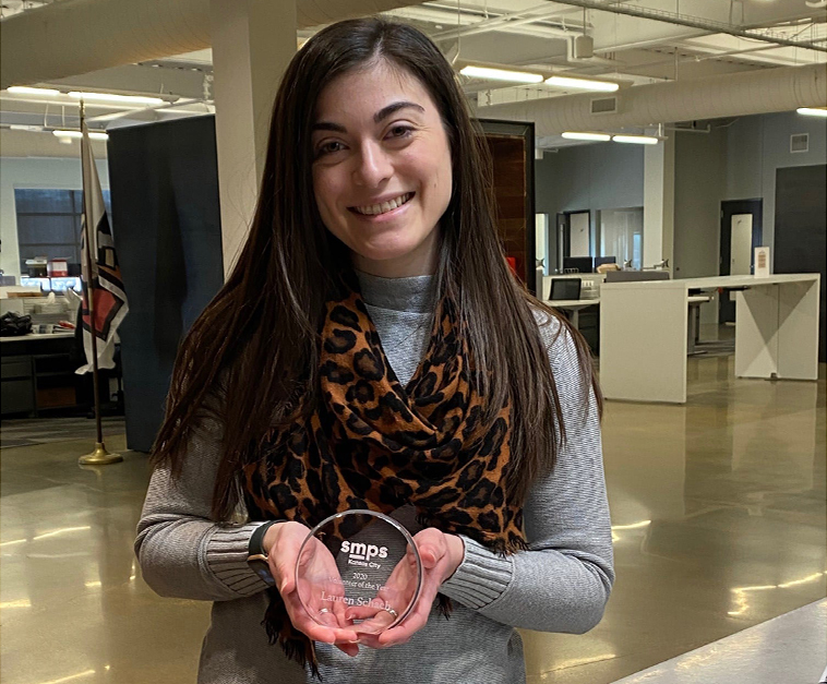 KeraganBaalman's tweet photo. Congrats to my @McCarthyBuild teammate Lauren Schach for being named the 2020 Volunteer of the Year for @SMPSKC! I appreciate all of her hard work on the job and in the community - we're lucky to have someone like Lauren on our team! #SMPS #WomeninConstruction #BuildKC https://t.co/wCsyBLizyt