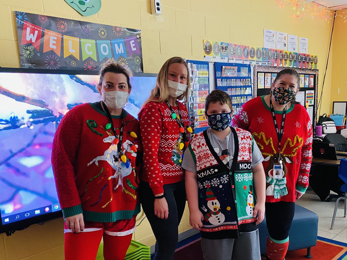 OwlWcsd's tweet photo. Ugly Sweater Day! @WCSDProud @MissUOWL @MsLeva_OWL @Jessica40820187 https://t.co/lnTTfqMjYr