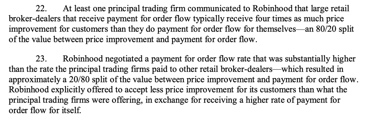 The firm told Robinhood that most retail brokers chose to pass 80% of the money along to customers – in the form of better stock prices -- and take 20% in fees for themselves. Robinhood, the SEC says, chose to do the opposite, and take 80% in fees for itself/4