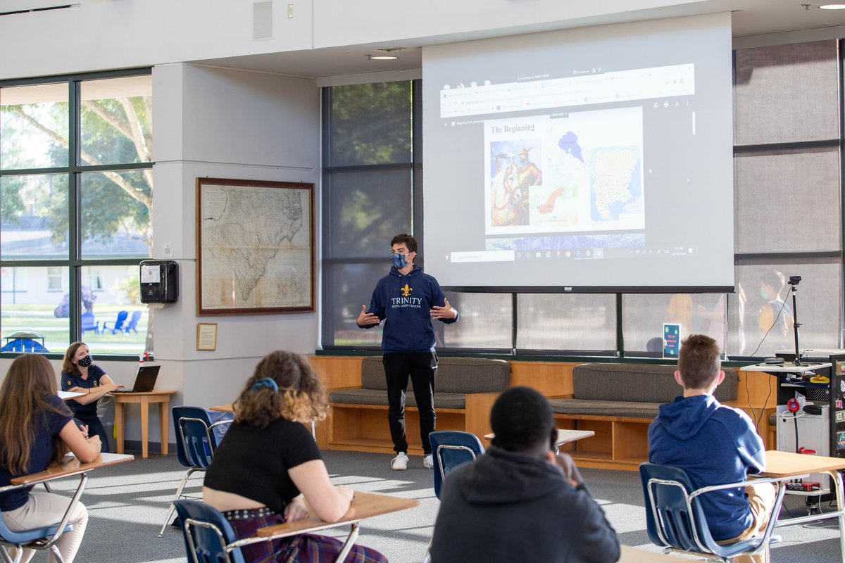 TrinityPrepFL's tweet photo. Our @ASSISTscholars, Stoil '22 from Bulgaria and Jonna '23 from Germany organized an intercultural event 'Beyond the ocean.' They shared interesting facts about their countries and answered questions about the life of a Bulgarian and German teenager. #TPSlearns https://t.co/WfmuE8DFWF