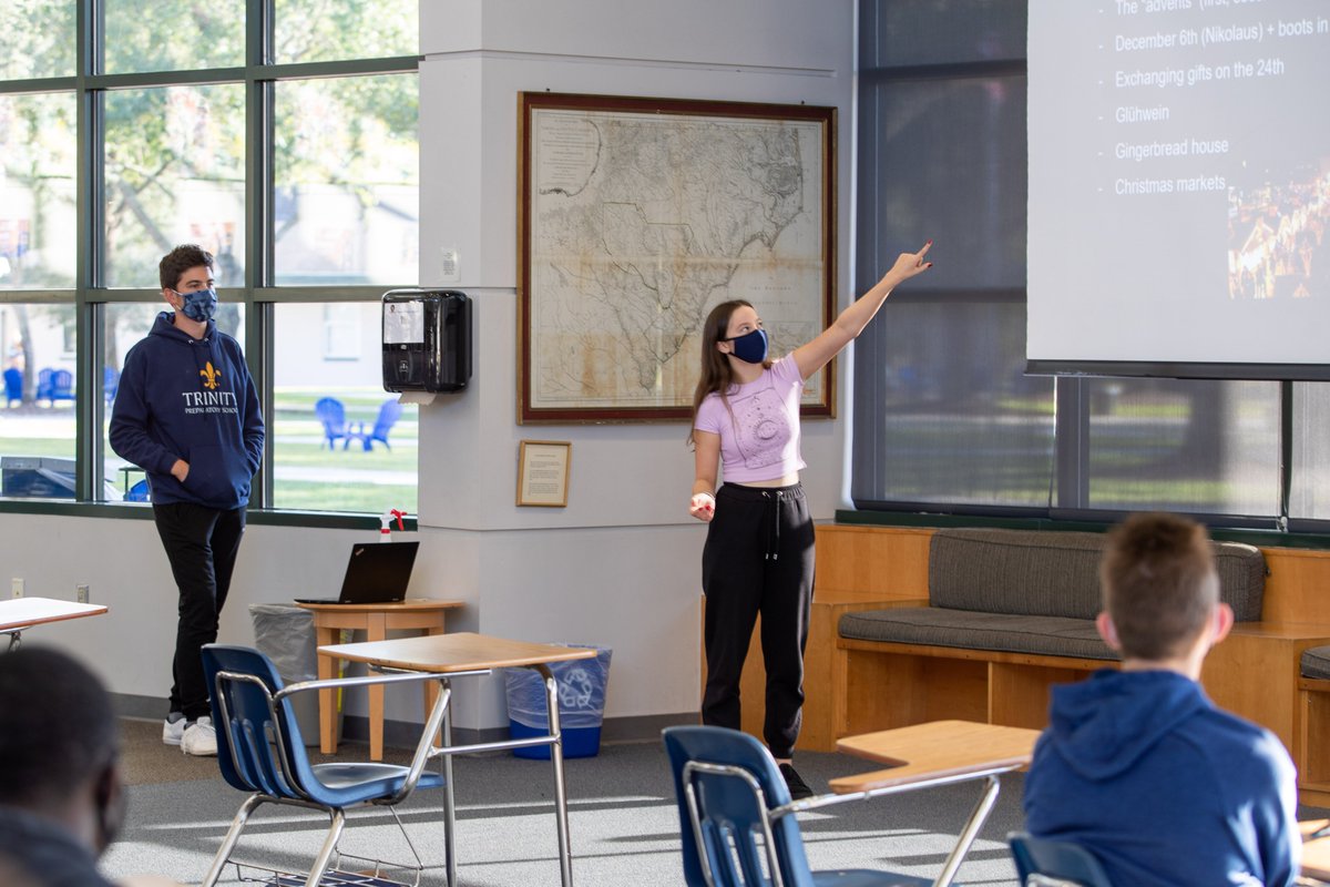 TrinityPrepFL's tweet photo. Our @ASSISTscholars, Stoil '22 from Bulgaria and Jonna '23 from Germany organized an intercultural event 'Beyond the ocean.' They shared interesting facts about their countries and answered questions about the life of a Bulgarian and German teenager. #TPSlearns https://t.co/WfmuE8DFWF