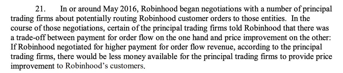 But the SEC says it found records of a conversation where one Wall Street firm told Robinhood that it could choose between getting higher fees for itself or better deals for its customers (a higher price when a customer is selling, and a lower price when they are buying)/3