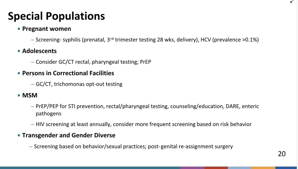 The importance of screening in special populations more vulnerable to STIs (very happy to see the inclusion of transgender and gender diverse individuals)