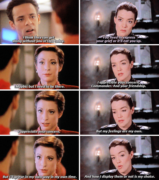 this tumblr gifset made me think how awesome it would have been to have a crossover that's just Kira and Ivanova meeting up for coffee and talking about their time on their respective space stations https://pahwraith.tumblr.com/post/163722932591/kira-nerys-313-life-support-susan-ivanova