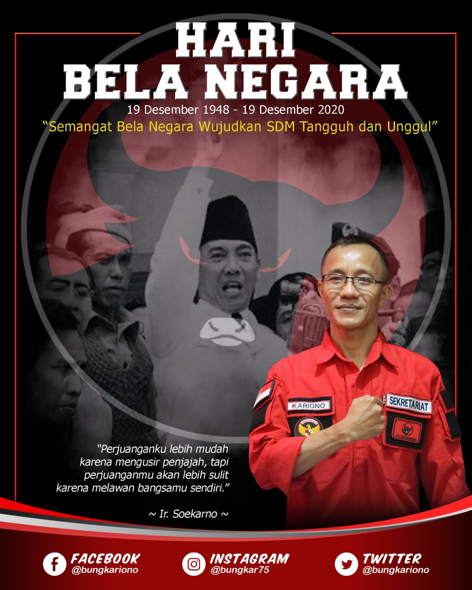 Selamat Memperingati Hari Bela Negara 2020. Semangat Bela Negara Wujudkan SDM Tangguh dan Unggul.
.
#HBN2020