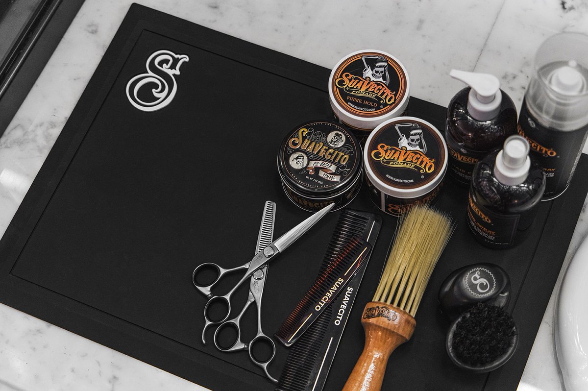 Suavecitopomade's tweet photo. This sturdy, durable Tapered Barber Mat is made to hold all the tools you need at your station. It measures 19” x 13” and the tapered edges help ensure it will stay in place and out of your way.
#Suavecito #BarberMat https://t.co/rWKTp3LNZ9