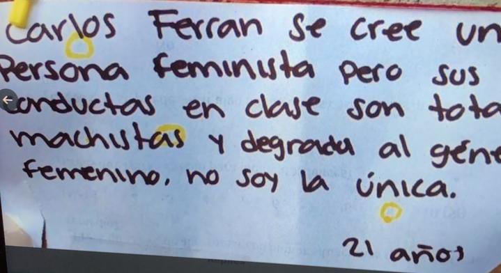 MujeresELD's tweet photo. Carlos Ferrán Martínez fue denunciado en múltiples ocasiones en el tendedero de la Ibero @AcosoIbero https://t.co/Uymsi8G8MY